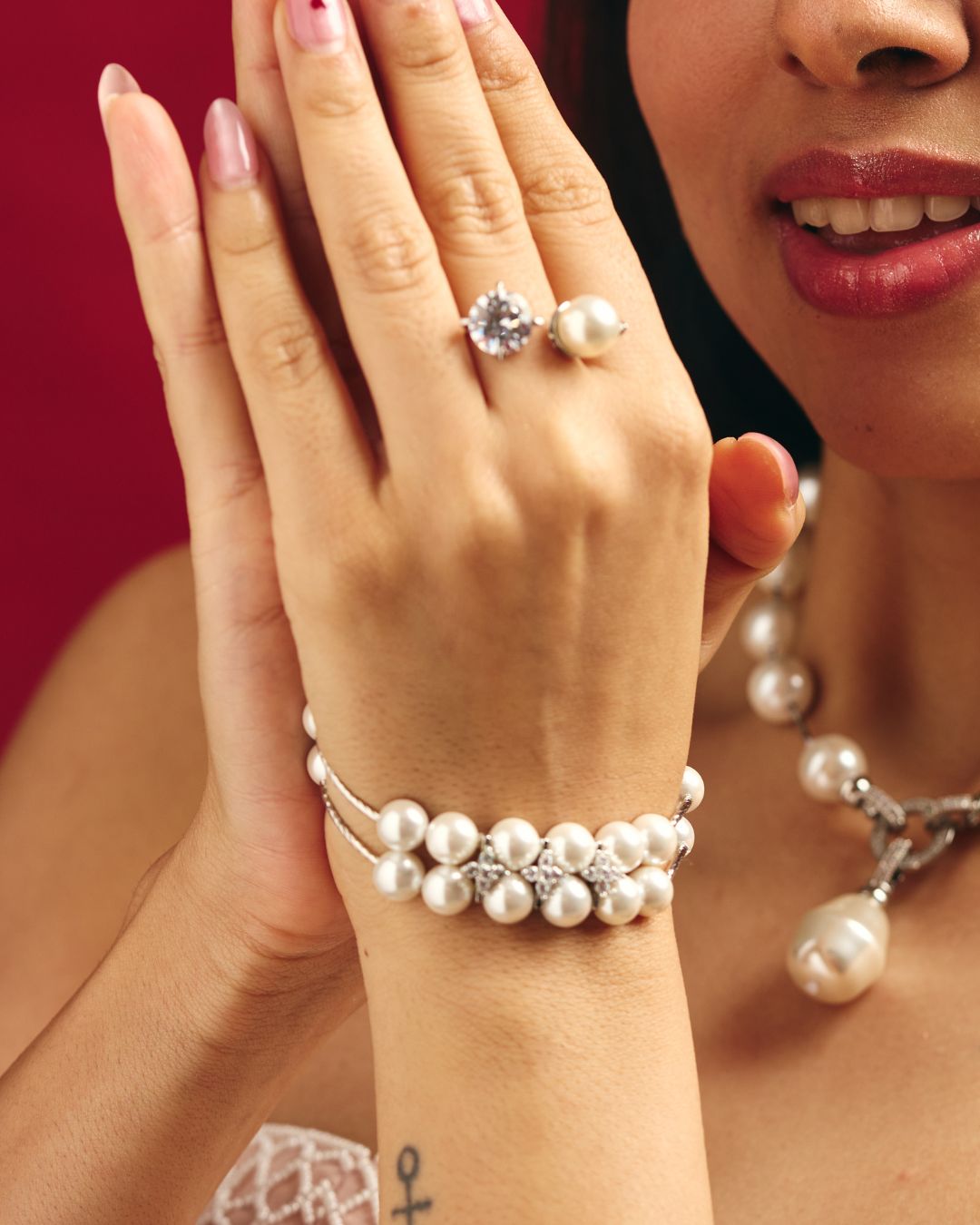 Pearl & CZ Stone Bracelet