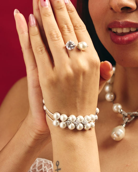 Pearl & CZ Stone Bracelet