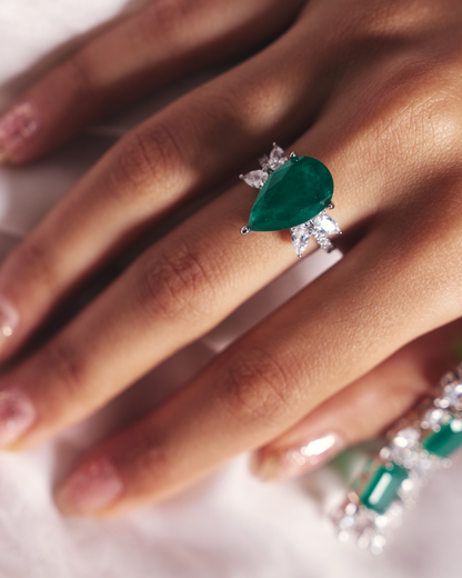 Pear Cut Emerald Ring