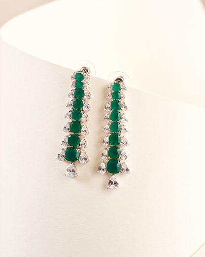 Green Pear Cut & Cushion Setting Necklace with Earrings
