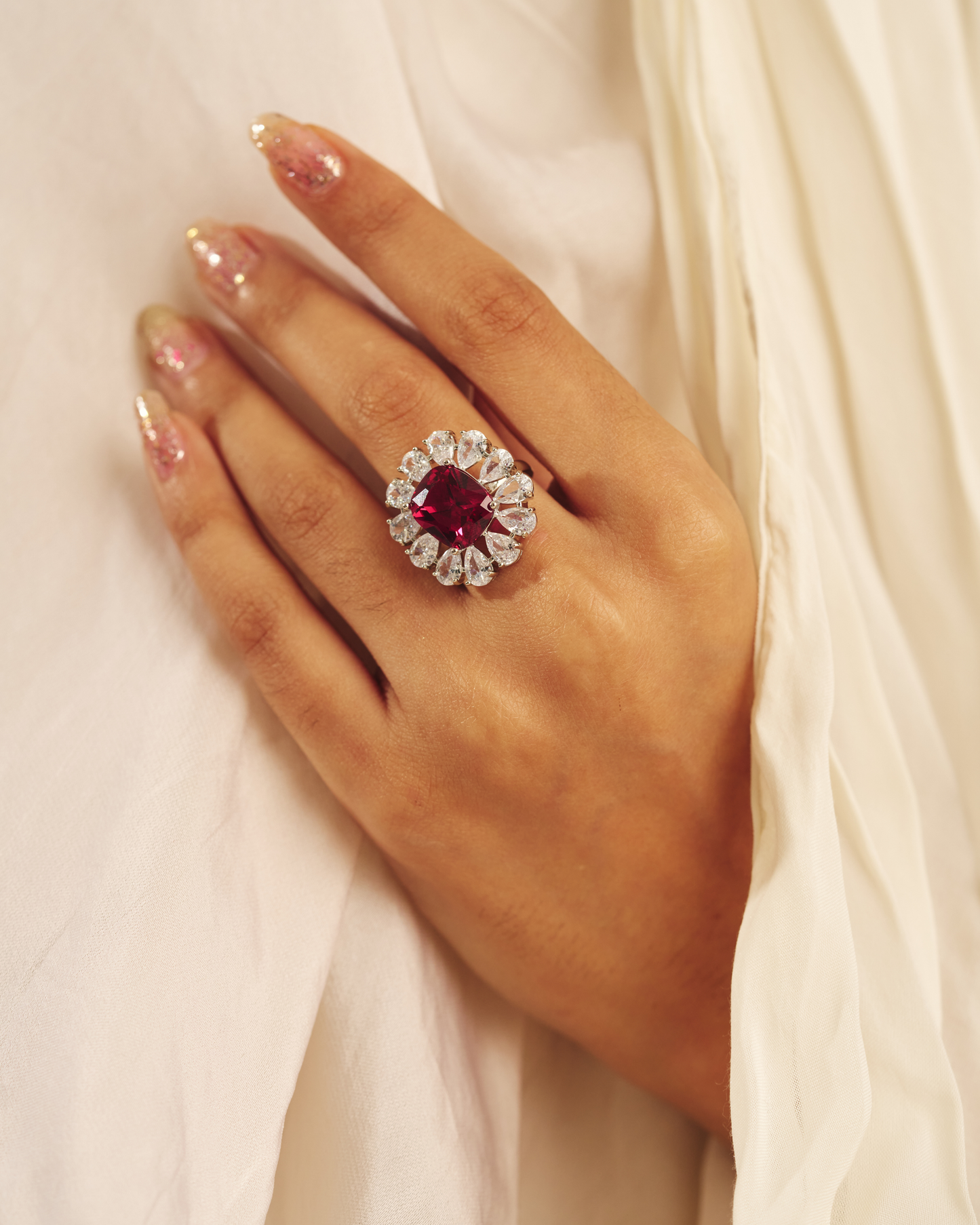 Designer Coloured Floral Ring
