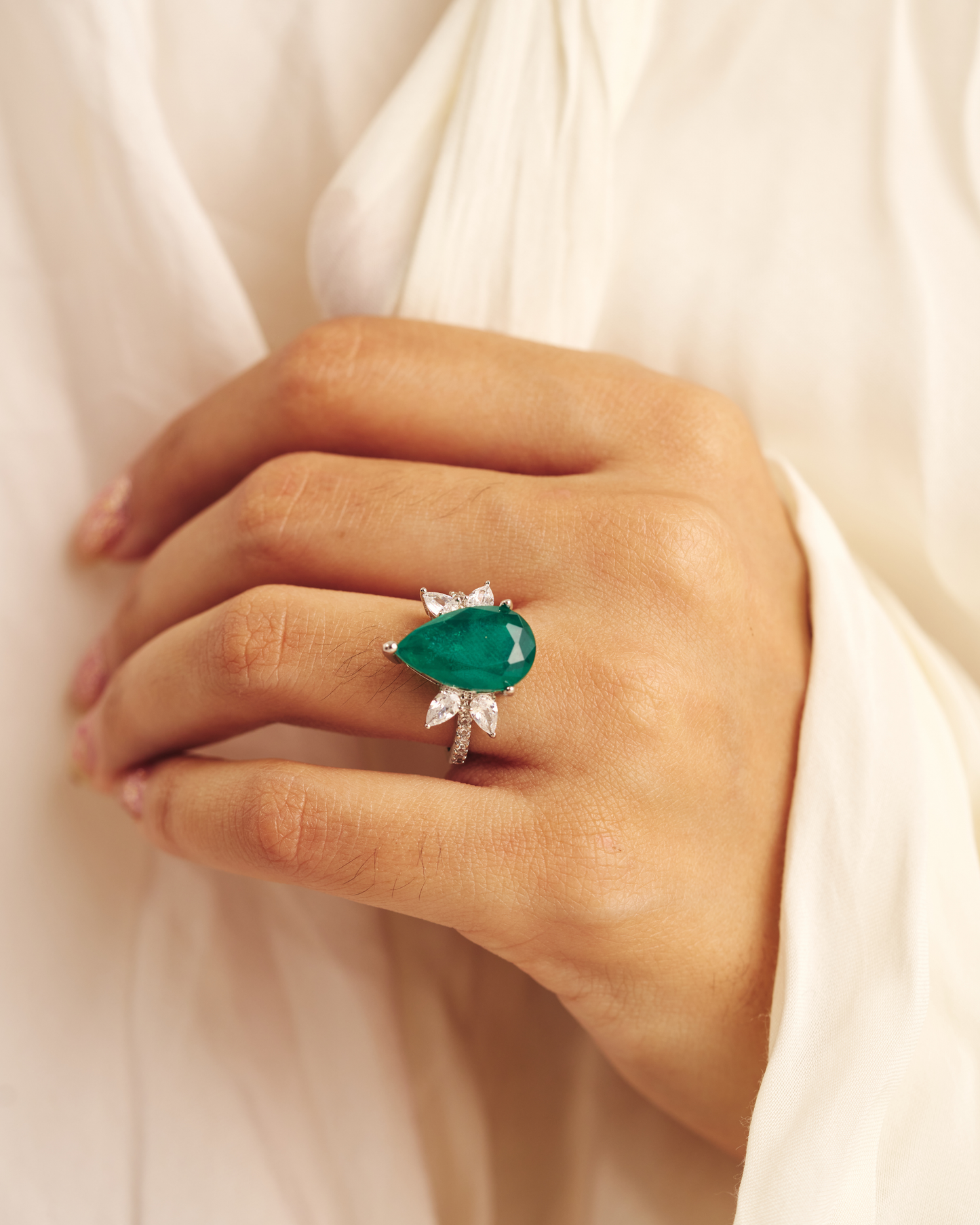Pear Cut Emerald Ring
