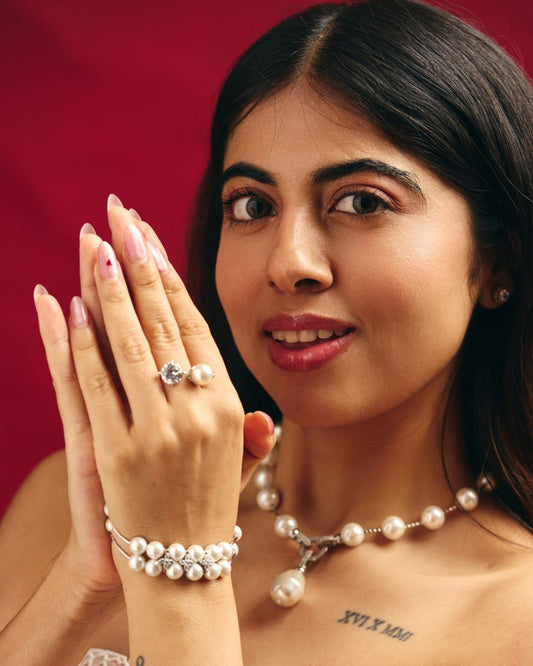 Pearl & CZ Stone Bracelet